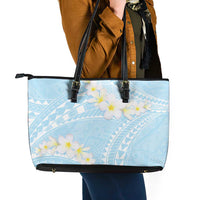Polynesian Vintage Floral Leather Tote Bag Azure Motifs LT7 - Polynesian Pride