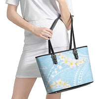 Polynesian Vintage Floral Leather Tote Bag Azure Motifs LT7 - Polynesian Pride