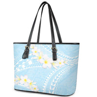 Polynesian Vintage Floral Leather Tote Bag Azure Motifs LT7 - Polynesian Pride
