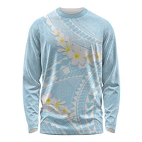 Polynesian Vintage Floral Long Sleeve Shirt Azure Motifs LT7 Unisex Azure - Polynesian Pride