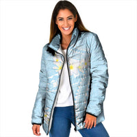 Polynesian Vintage Floral Padded Jacket Azure Motifs LT7 Women Azure - Polynesian Pride
