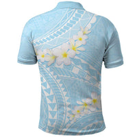 Polynesian Vintage Floral Polo Shirt Azure Motifs - Polynesian Pride