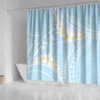 Polynesian Vintage Floral Shower Curtain Azure Motifs - Polynesian Pride