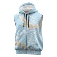 Polynesian Vintage Floral Sleeveless Zip Hoodie Azure Motifs LT7 Azure - Polynesian Pride
