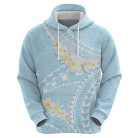 Polynesian Vintage Floral Zip Hoodie Azure Motifs - Polynesian Pride