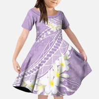 Polynesian Vintage Floral Family Matching Long Sleeve Bodycon Dress and Hawaiian Shirt Lavender Motifs - Polynesian Pride
