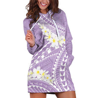 Polynesian Vintage Floral Hoodie Dress Lavender Motifs - Polynesian Pride