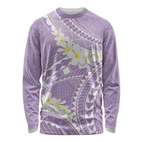 Polynesian Vintage Floral Long Sleeve Shirt Lavender Motifs LT7 Unisex Lavender - Polynesian Pride