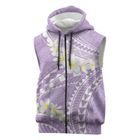 Polynesian Vintage Floral Sleeveless Zip Hoodie Lavender Motifs LT7 Lavender - Polynesian Pride
