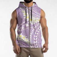 Polynesian Vintage Floral Sleeveless Zip Hoodie Lavender Motifs - Polynesian Pride