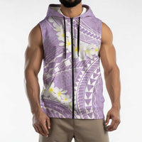 Polynesian Vintage Floral Sleeveless Zip Hoodie Lavender Motifs LT7 - Polynesian Pride
