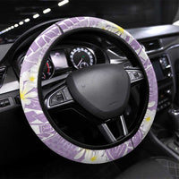Polynesian Vintage Floral Steering Wheel Cover Lavender Motifs LT7 Universal Fit Lavender - Polynesian Pride