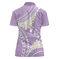 Polynesian Vintage Floral Women Polo Shirt Lavender Motifs - Polynesian Pride