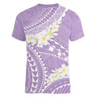 Polynesian Vintage Floral Women V-Neck T-Shirt Lavender Motifs - Polynesian Pride