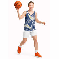 Polynesian Vintage Floral Basketball Jersey Navy Blue Motifs LT7 - Polynesian Pride