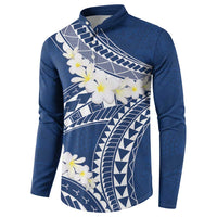 Polynesian Vintage Floral Button Sweatshirt Navy Blue Motifs LT7 - Polynesian Pride