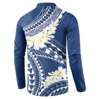 Polynesian Vintage Floral Button Sweatshirt Navy Blue Motifs LT7 - Polynesian Pride
