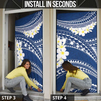 Polynesian Vintage Floral Door Cover Navy Blue Motifs LT7 - Polynesian Pride