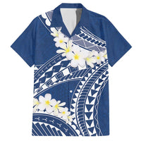 Polynesian Vintage Floral Family Matching Long Sleeve Bodycon Dress and Hawaiian Shirt Navy Blue Motifs - Polynesian Pride