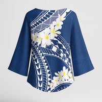 Polynesian Vintage Floral Kimono Sleeve Blouse Navy Blue Motifs LT7 - Polynesian Pride