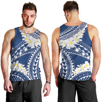 Polynesian Vintage Floral Men Tank Top Navy Blue Motifs LT7 - Polynesian Pride