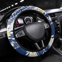 Polynesian Vintage Floral Steering Wheel Cover Navy Blue Motifs LT7 Universal Fit Navy Blue - Polynesian Pride