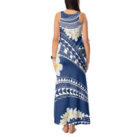 Polynesian Vintage Floral Tank Maxi Dress Navy Blue Motifs - Polynesian Pride