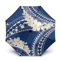 Polynesian Vintage Floral Umbrella Navy Blue Motifs LT7 One Size Folded 11.42 inch Opened Diameter 37.4 inch Navy Blue - Polynesian Pride