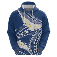 Polynesian Vintage Floral Zip Hoodie Navy Blue Motifs - Polynesian Pride