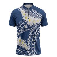 Polynesian Vintage Floral Zipper Polo Shirt Navy Blue Motifs LT7 Navy Blue - Polynesian Pride