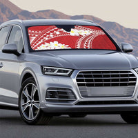 Polynesian Vintage Floral Auto Sun Shade Scarlet Motifs - Polynesian Pride