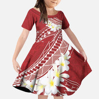 Polynesian Vintage Floral Family Matching Off Shoulder Maxi Dress and Hawaiian Shirt Scarlet Motifs LT7 Daughter's Dress Scarlet - Polynesian Pride