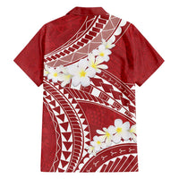 Polynesian Vintage Floral Family Matching Short Sleeve Bodycon Dress and Hawaiian Shirt Scarlet Motifs - Polynesian Pride