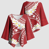 Polynesian Vintage Floral Kimono Sleeve Blouse Scarlet Motifs LT7 - Polynesian Pride