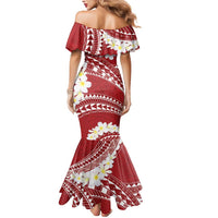 Polynesian Vintage Floral Mermaid Dress Scarlet Motifs - Polynesian Pride