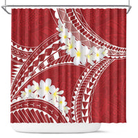 Polynesian Vintage Floral Shower Curtain Scarlet Motifs - Polynesian Pride