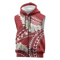 Polynesian Vintage Floral Sleeveless Zip Hoodie Scarlet Motifs LT7 Scarlet - Polynesian Pride