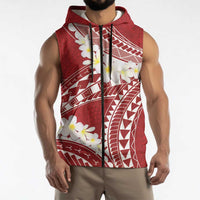 Polynesian Vintage Floral Sleeveless Zip Hoodie Scarlet Motifs LT7 - Polynesian Pride