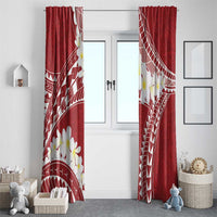 Polynesian Vintage Floral Window Curtain Scarlet Motifs - Polynesian Pride