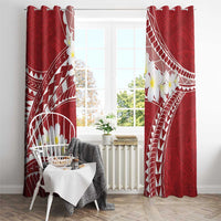 Polynesian Vintage Floral Window Curtain Scarlet Motifs - Polynesian Pride