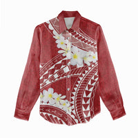 Polynesian Vintage Floral Women Casual Shirt Scarlet Motifs - Polynesian Pride