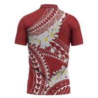 Polynesian Vintage Floral Zipper Polo Shirt Scarlet Motifs LT7 - Polynesian Pride
