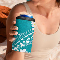 Polynesian Vintage Floral 4 in 1 Can Cooler Tumbler Teal Motifs LT7 - Polynesian Pride