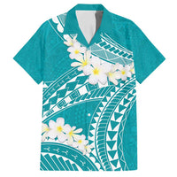 Polynesian Vintage Floral Family Matching Long Sleeve Bodycon Dress and Hawaiian Shirt Teal Motifs - Polynesian Pride
