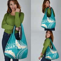 Polynesian Vintage Floral Grocery Bag Teal Motifs LT7 - Polynesian Pride