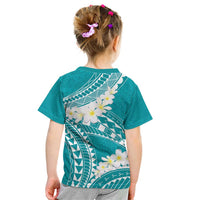 Polynesian Vintage Floral Kid T Shirt Teal Motifs - Polynesian Pride