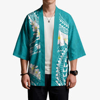 Polynesian Vintage Floral Kimono Teal Motifs LT7 - Polynesian Pride