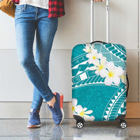 Polynesian Vintage Floral Luggage Cover Teal Motifs - Polynesian Pride