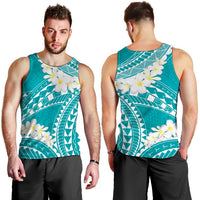 Polynesian Vintage Floral Men Tank Top Teal Motifs LT7 - Polynesian Pride