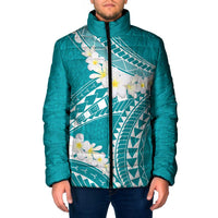 Polynesian Vintage Floral Padded Jacket Teal Motifs LT7 Men Teal - Polynesian Pride